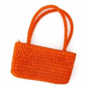 Vintage Bijoux Terner Orange Beaded Purse Beaded Handbag Clutch Shoulder Bag